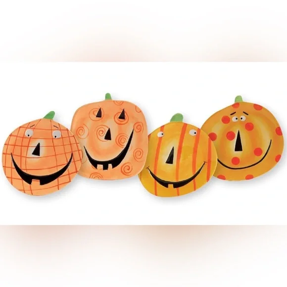 Boston Warehouse Pumpkin Patch Shaped Plate Set of 4 - Picture 1 of 11
